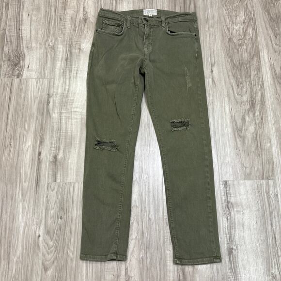 Current/Elliott The Fling Slim Boyfriend Green Jeans Size 26 - Picture 4 of 12